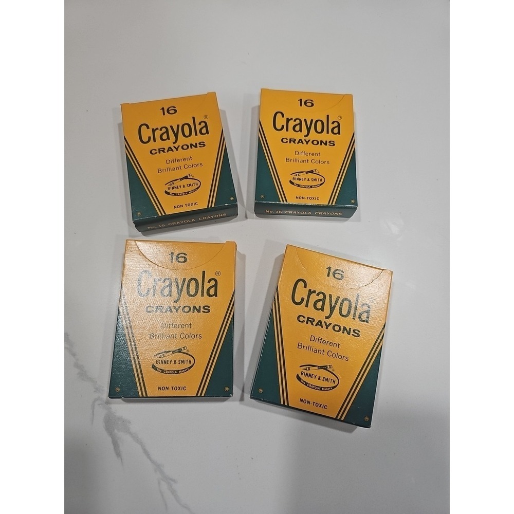 Lot of 4 Vintage, 16 Pack of Crayola B&S Crayons - Unused Binney & Smith Inc N.Y